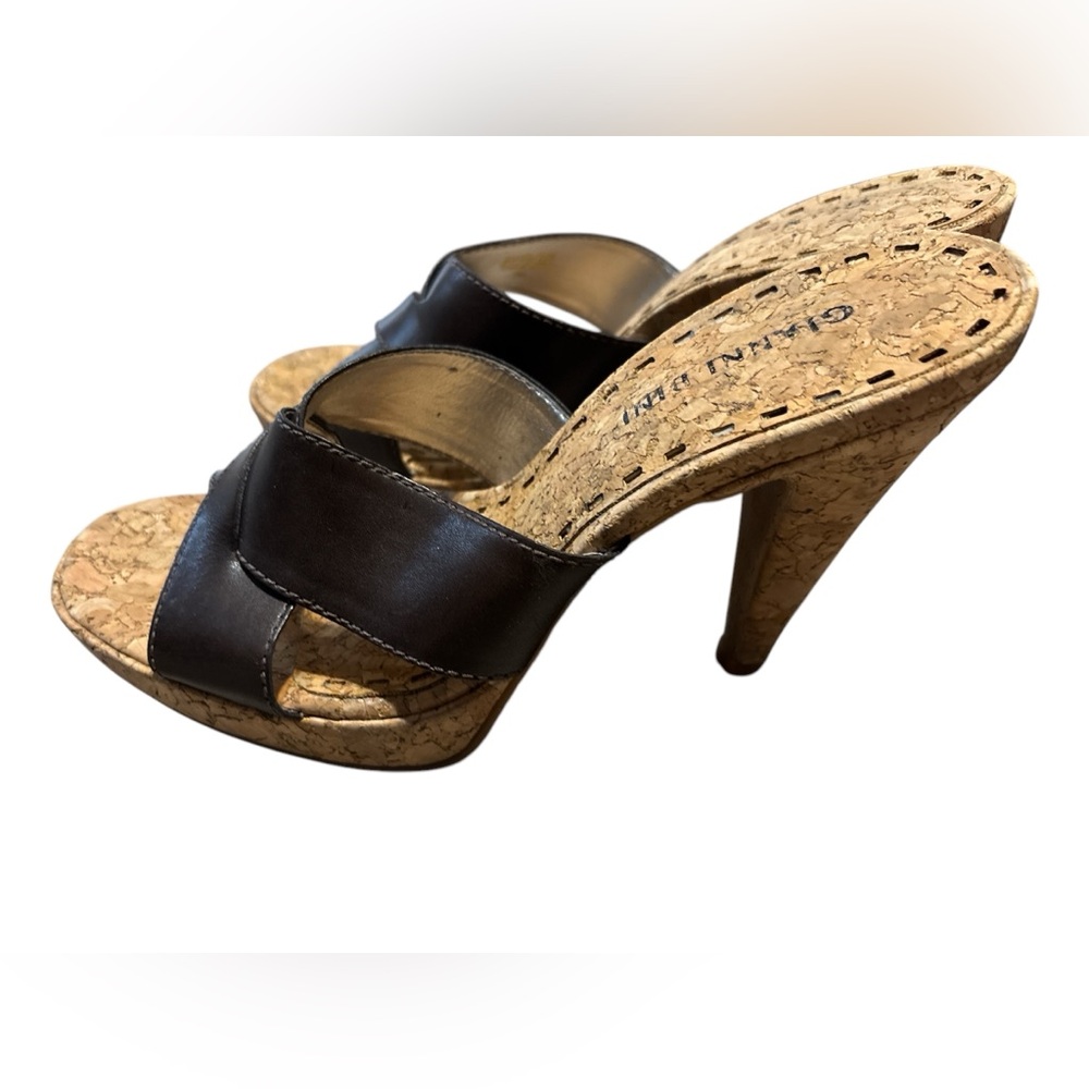 Gianni Bini Dark Brown Strappy Cork Heel Pumps Shoes Heels Size 8m